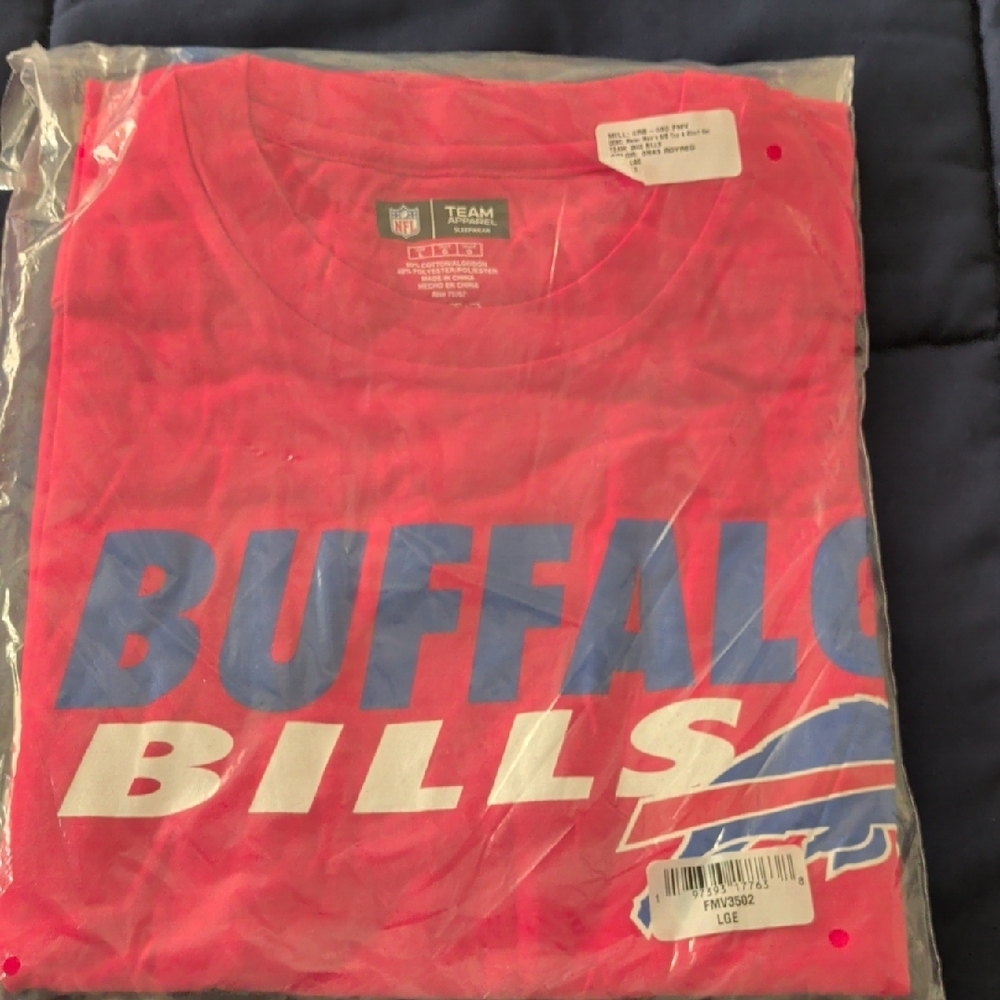 NFL Buffalo Bills Pink Graphic Tee with Blue and White Logo